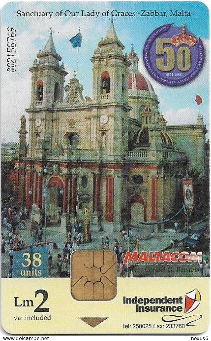 Malta - Maltacom - Madonna Tal Grazzja, 04.2001, 38U, 20.000ex, Used - Malte