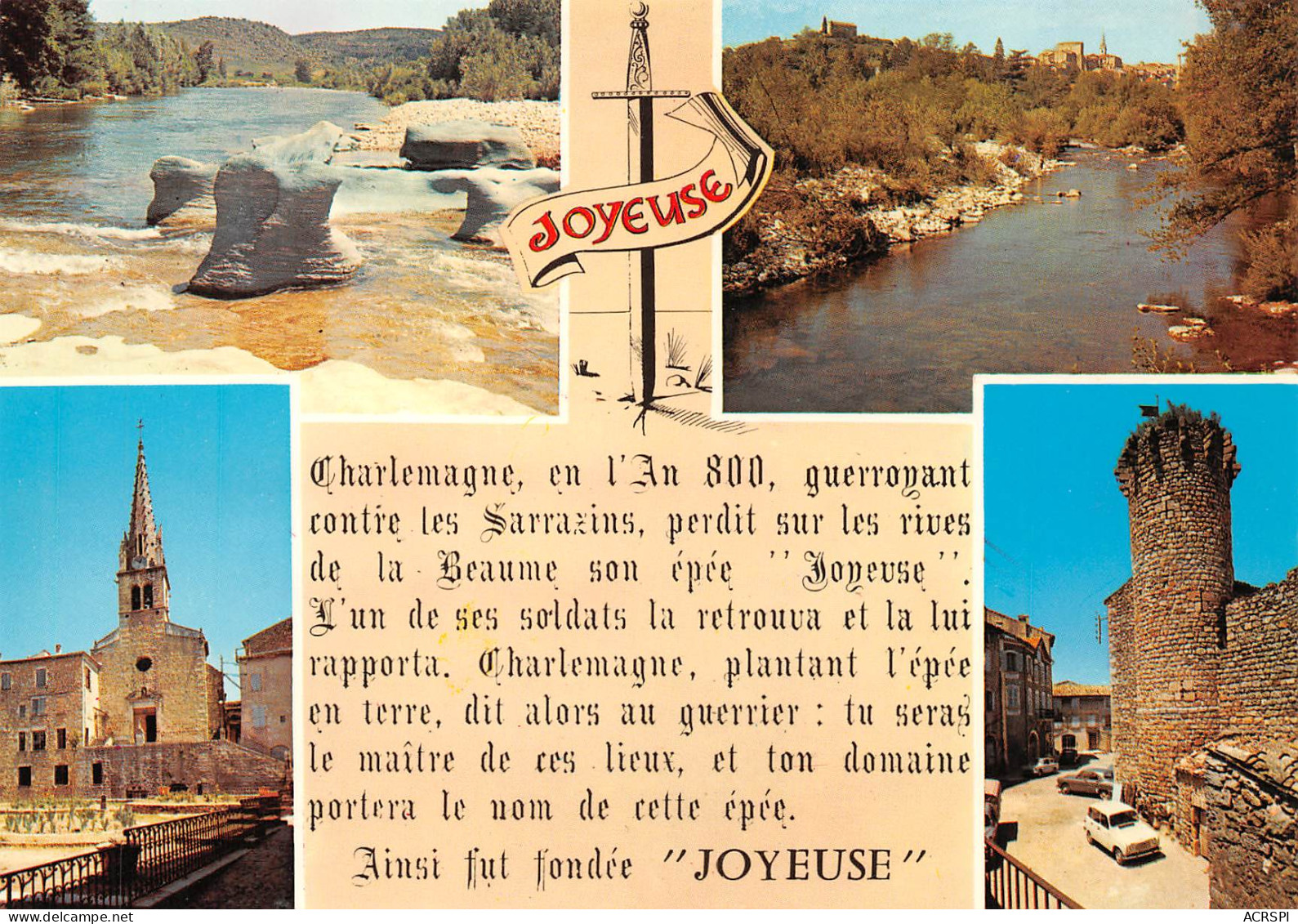 JOYEUSE Les Bords De La Beaume, L'église Et La Tour De Charlemagne   28 (scan Recto Verso)MH2925 - Joyeuse