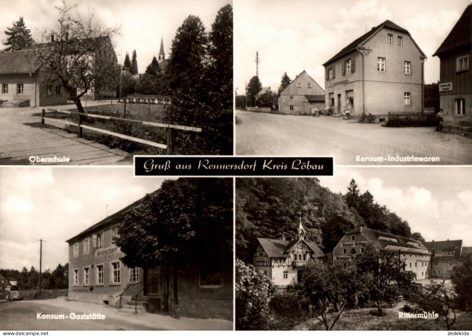 H1978 - TOP Rennersdorf - Konsum Industriewaren Gaststätte Rittermühle Schule - Lothar Mattuscheck - Löbau