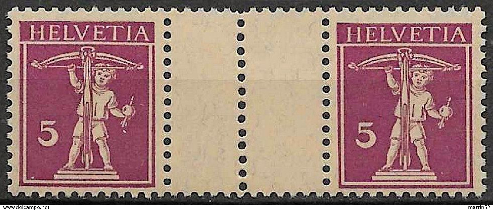 Schweiz Suisse 1927: Zwischensteg 5+5 Pont Gutter-pair Zu S36 Mi WZ24C ** Postfrisch MNH (Zu CHF 11.00) - Zusammendrucke