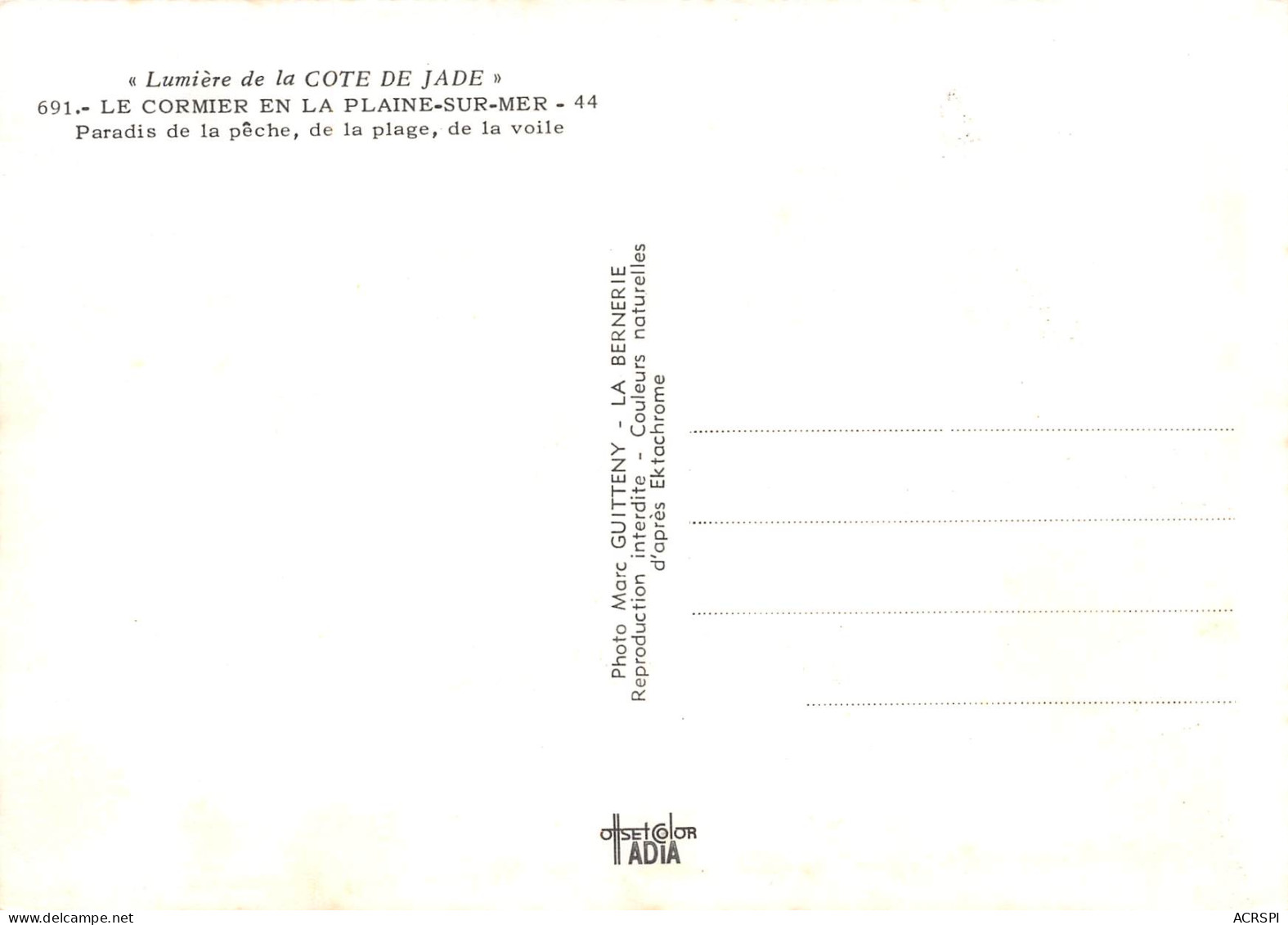 LA PLAINE SUR MER LE CORMIER  Paradis De La Pêche, De La Plage, De La Voile   33 (scan Recto Verso)MH2929 - La-Plaine-sur-Mer