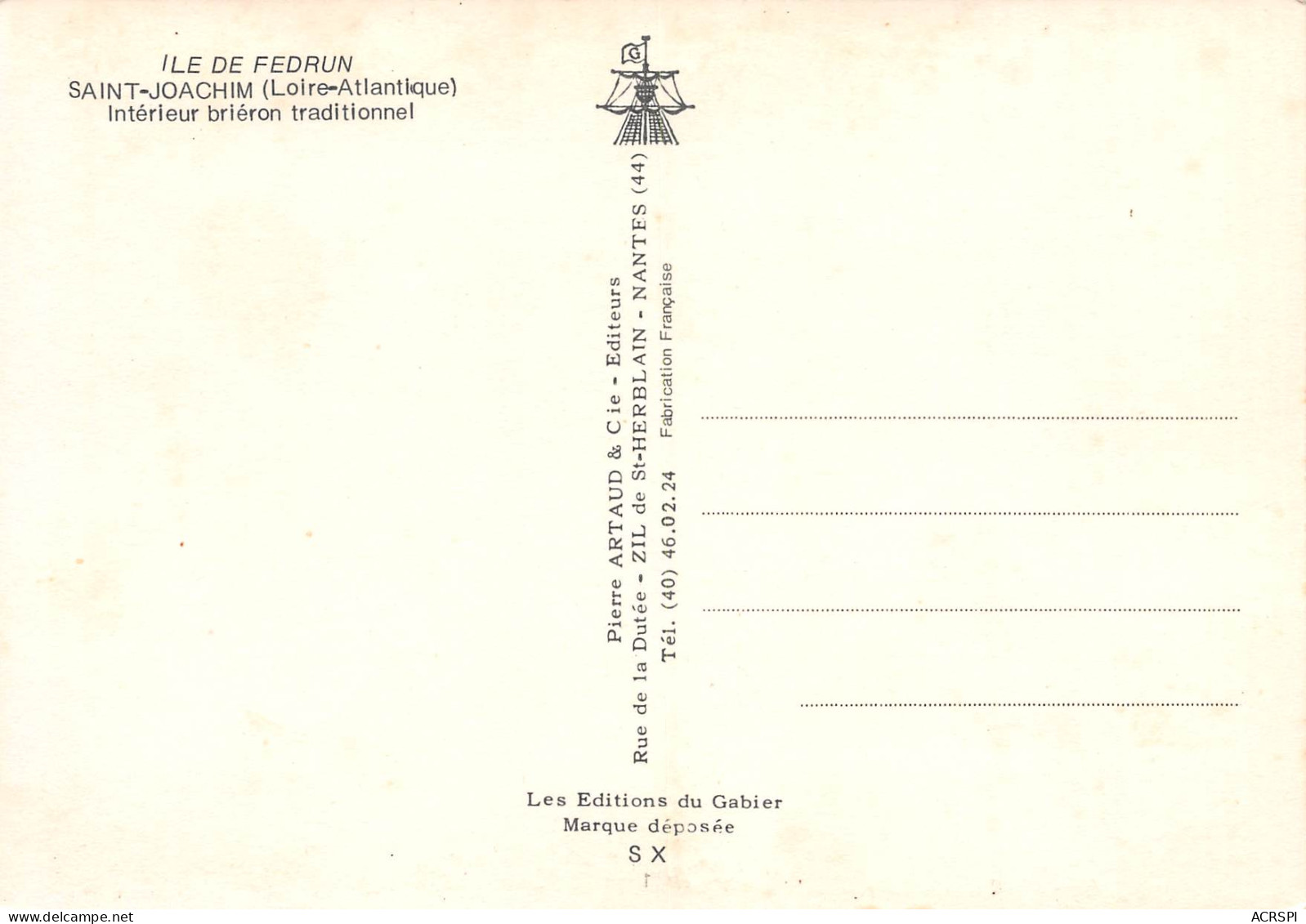 SAINT-JOACHIM    Ile De Fedrun  - Intérieur Briéron Traditionnel    31  (scan Recto Verso)MH2931 - Saint-Joachim