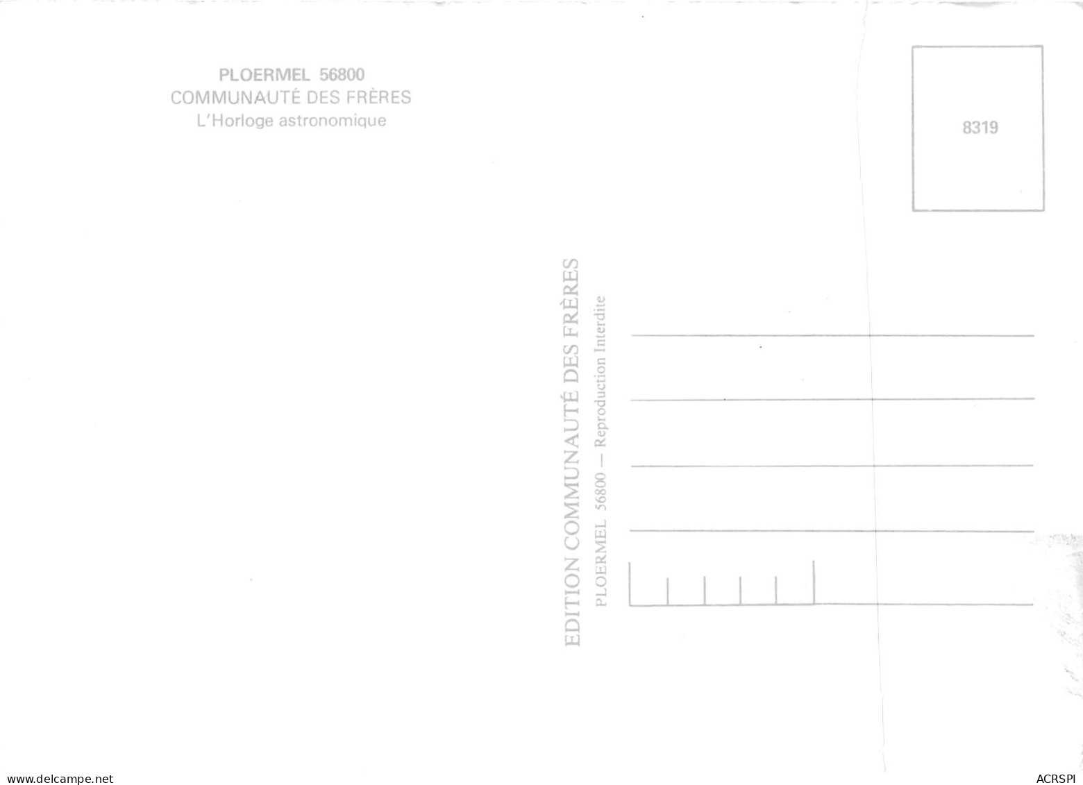 PLOERMEL  Communauté Des Frères - L'horloge Astronomique       19   (scan Recto Verso)MH2941 - Ploërmel
