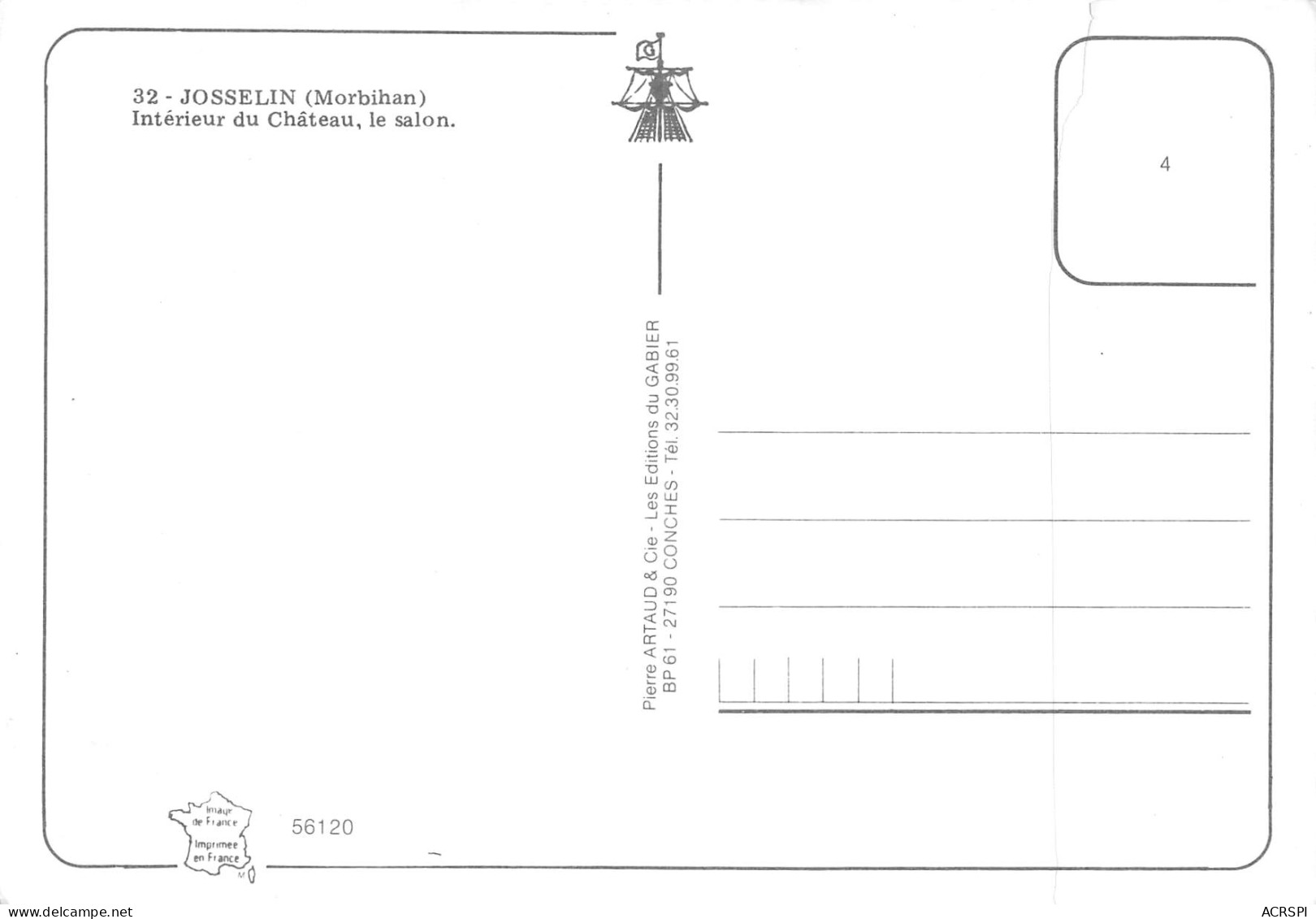 JOSSELIN   Intérieur Du Château, Le Salon         25 (scan Recto Verso)MH2941 - Josselin