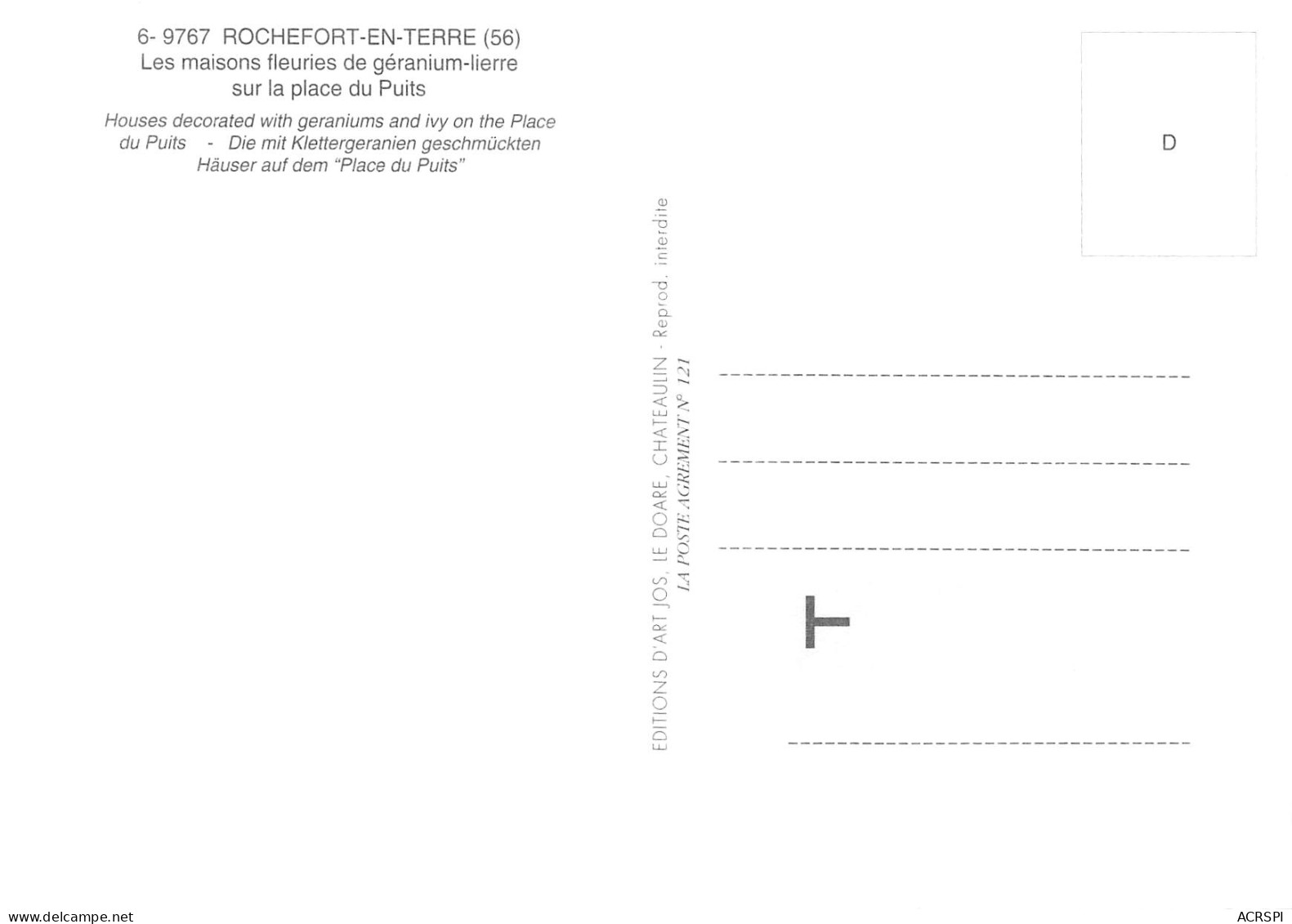 ROCHEFORT EN TERRE  Les Maisons Fleuries De Géranium-lierre    7 (scan Recto Verso)MH2944 - Rochefort En Terre