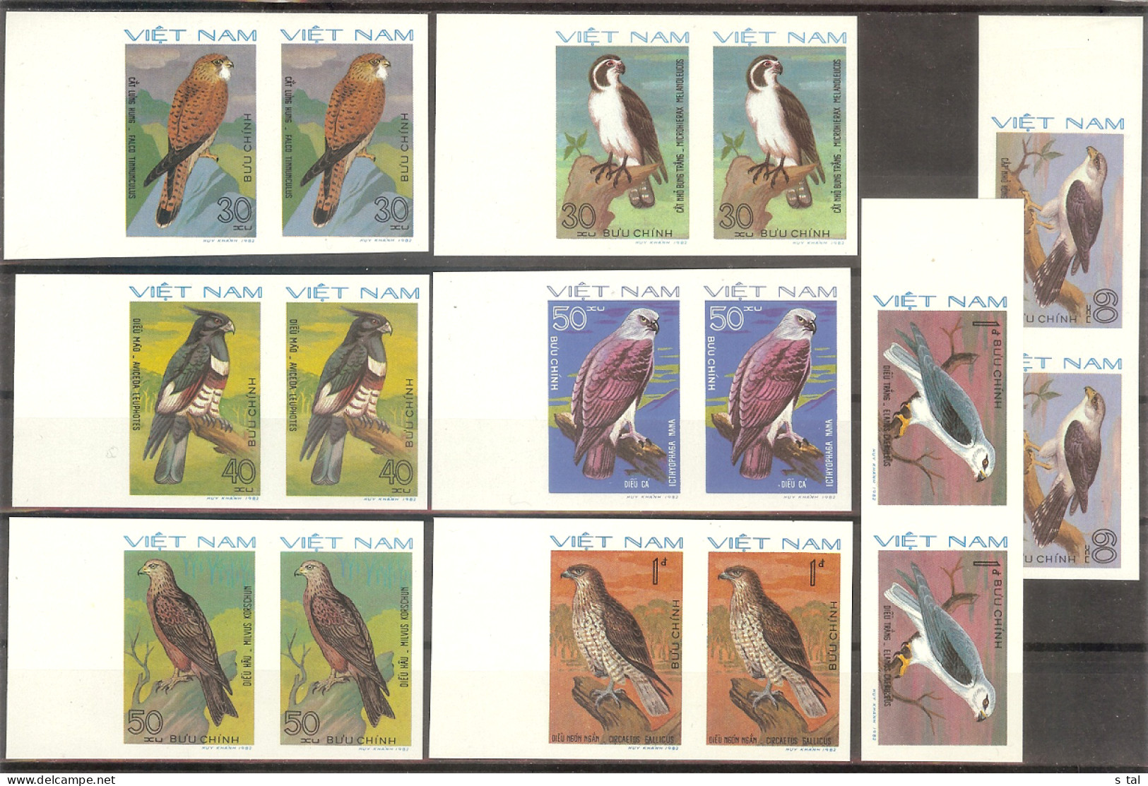 VIETNAM Birds Set 8 Pairs Stamps Imperf. MNH - Autres & Non Classés