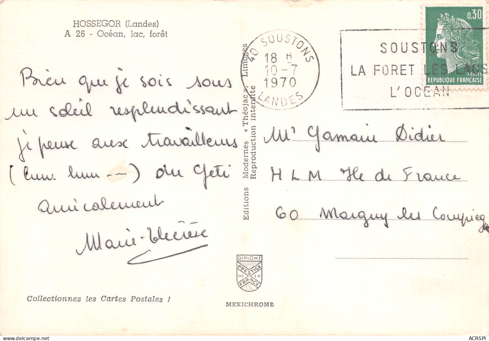 HOSSEGOR  Océan, Lac Et Forêt    17 (scan Recto Verso)MH2953 - Hossegor