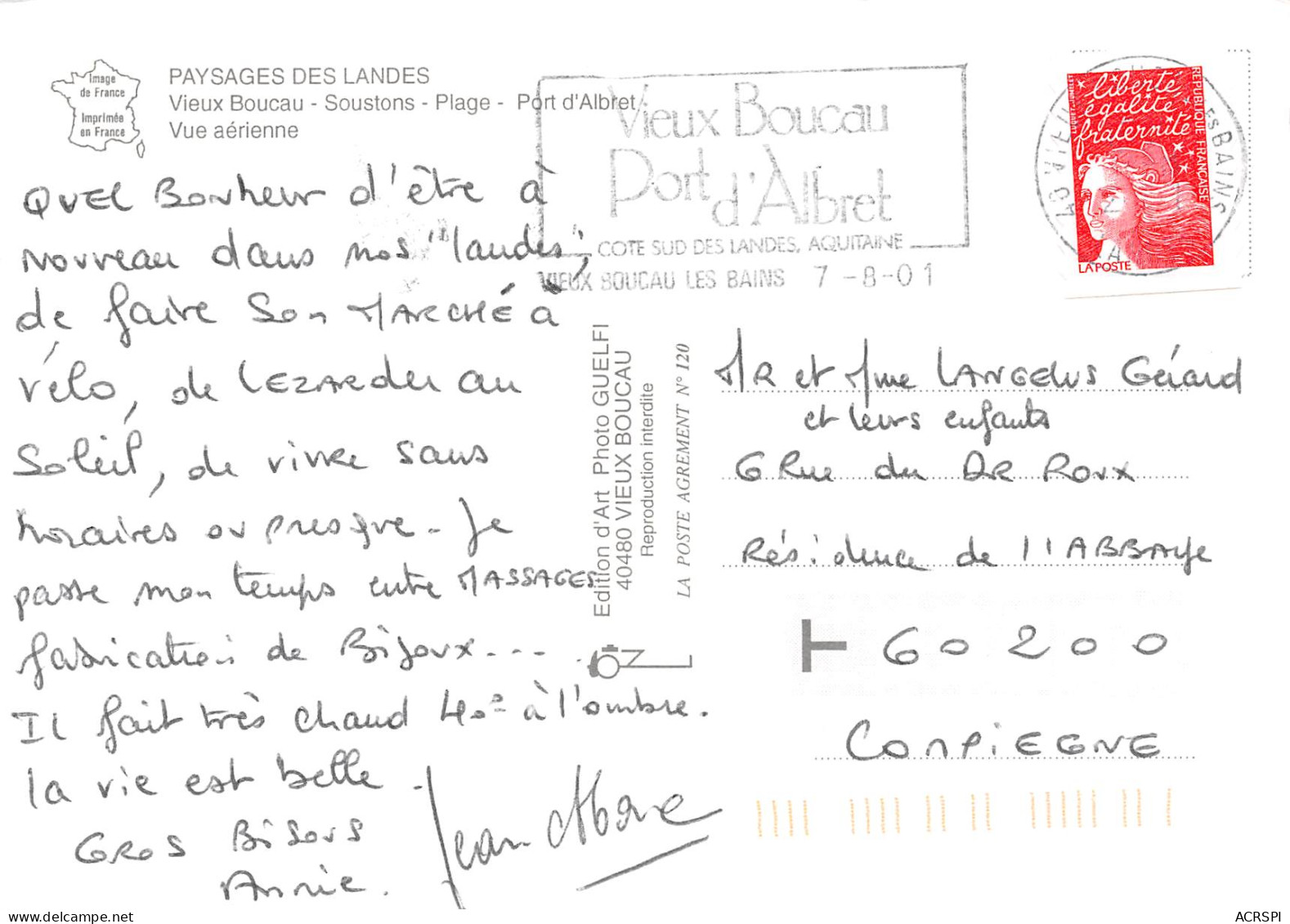 VIEUX BOUCAU  Vue Aérienne    36 (scan Recto Verso)MH2954 - Vieux Boucau