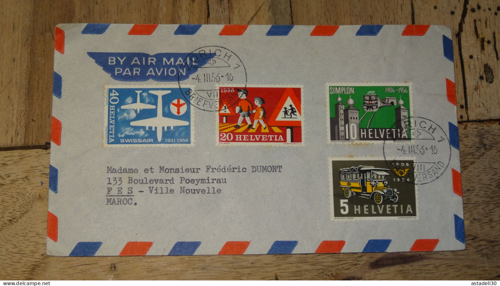 Enveloppe SUISSE, Zurich 1956 ............ Boite1 .............. 240424-326 - Lettres & Documents