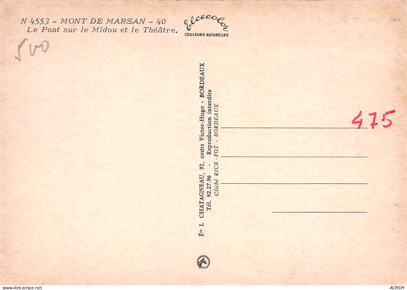 MONT DE MARSAN  Le Pont Sur Le Midou Et Le Théâtre     41 (scan Recto Verso)MH2954 - Mont De Marsan