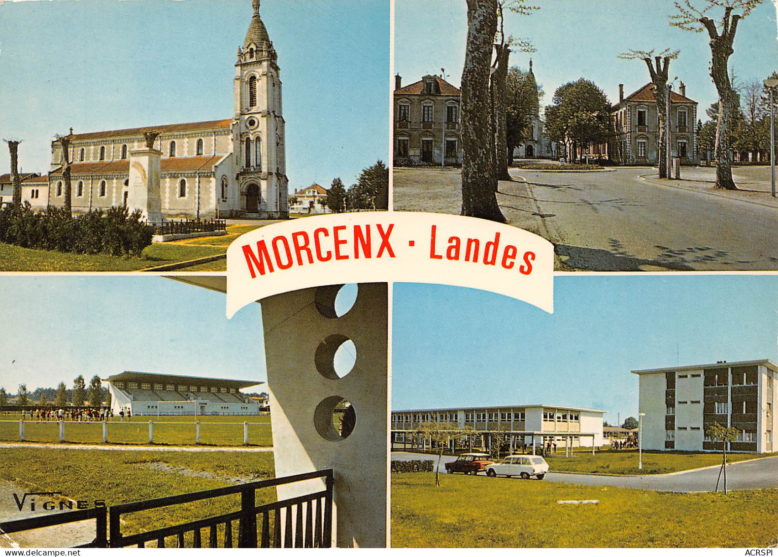 MORCENX  L'église, Les écoles, Le Stade , Le C.E.T.      7 (scan Recto Verso)MH2957 - Morcenx