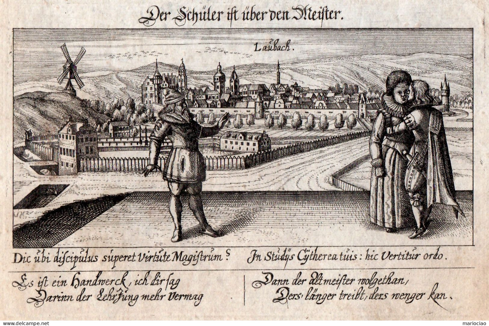 ST-DE LAUBACH Im Mittelhessischen Landkreis Gießen 1630~ Daniel Meisner -Der Schüler Ist über Den Meister - Estampes & Gravures