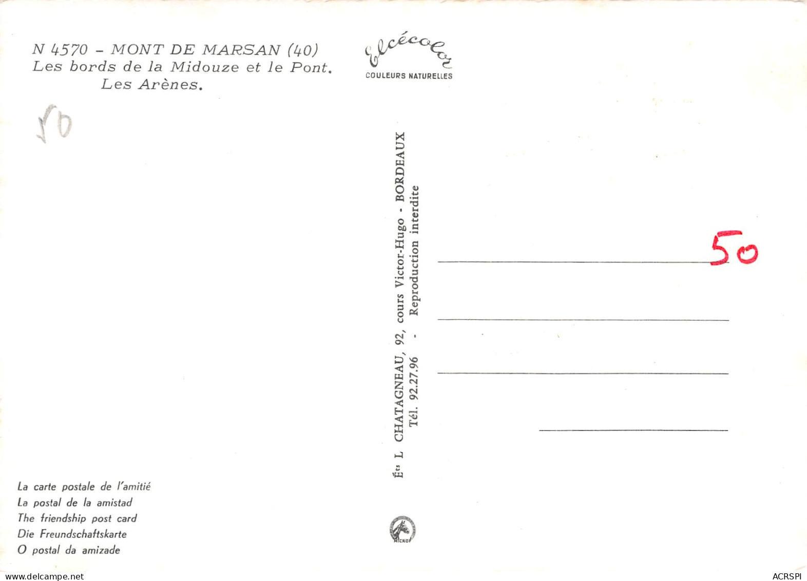 MONT DE MARSAN  Les Bords De La Midouze Et Le Pont. Les Arènes     13 (scan Recto Verso)MH2959 - Mont De Marsan