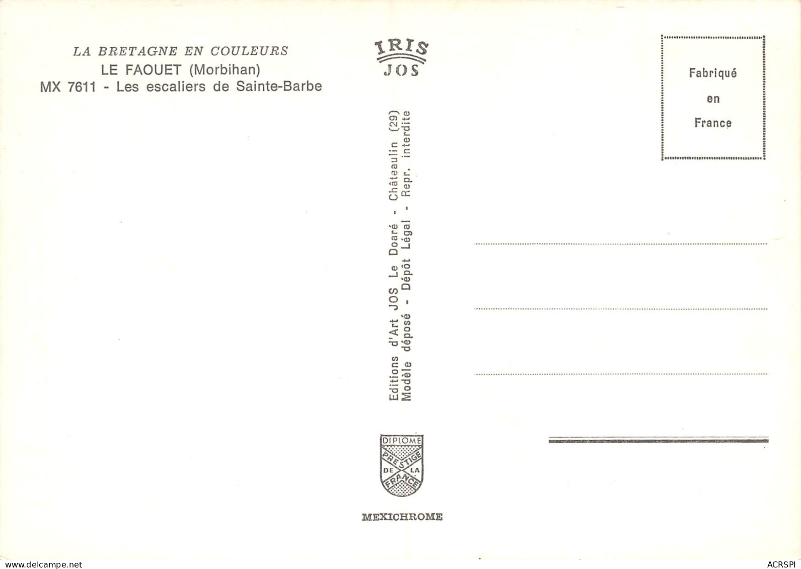 LE FAOUET   Les Escaliers De Sainte-Barbe    28 (scan Recto Verso)MH2960 - Faouët