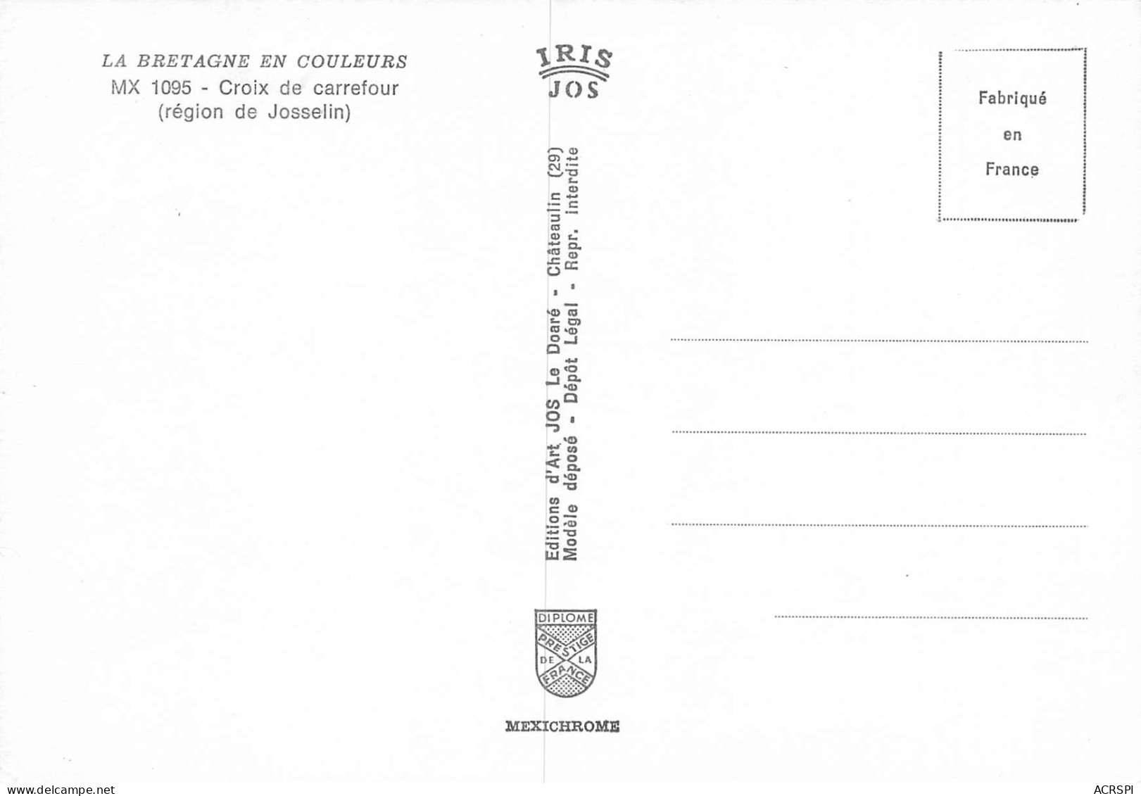 JOSSELIN   Croix De Carrefour     43  (scan Recto Verso)MH2960 - Josselin