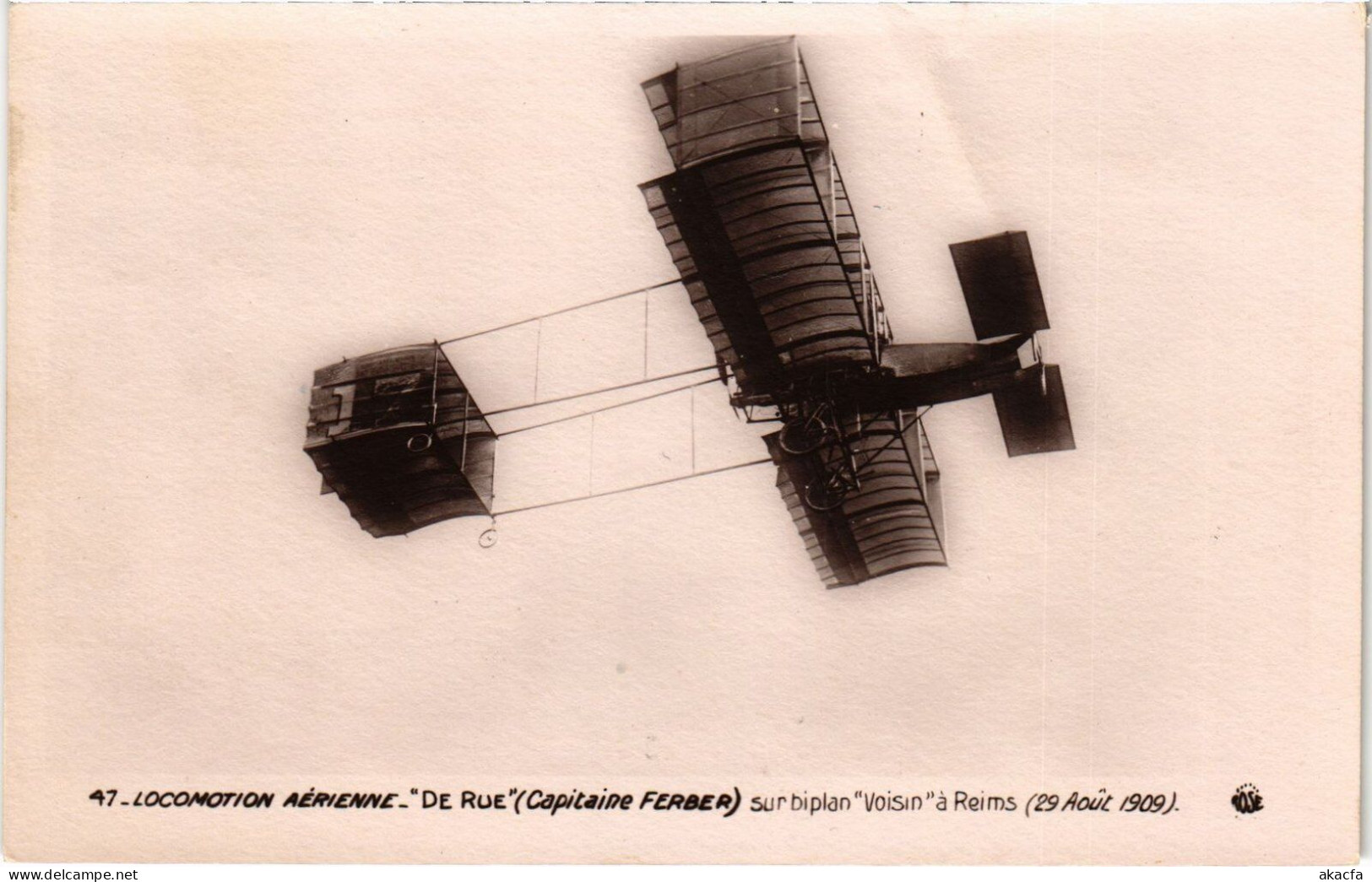 PC AVIATION PILOT AVIATOR CAPITAINE FERBER DE RUE SUR BIPLAN VOISIN (a55097) - Airmen, Fliers