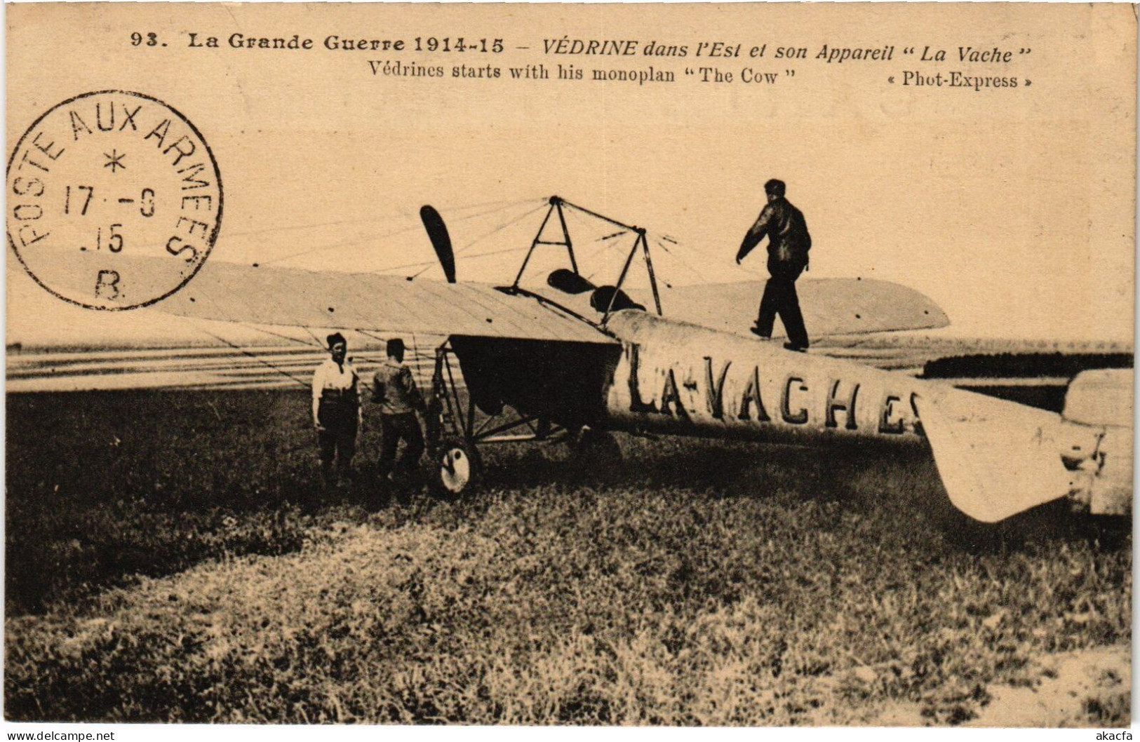 PC AVIATION PILOT AVIATOR VÉDRINE SON APPAREIL LA VACHE (a54917) - Aviateurs