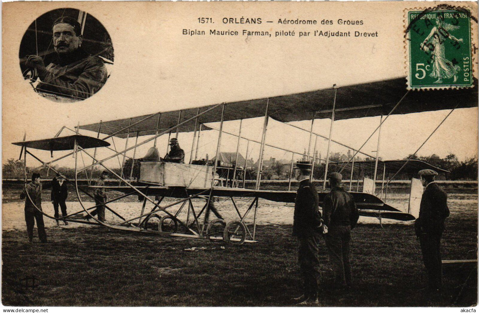 PC AVIATION AERODROME DE GROUES BIPLAN MAURICE FARMAN ORLÉANS (a54571) - Aérodromes