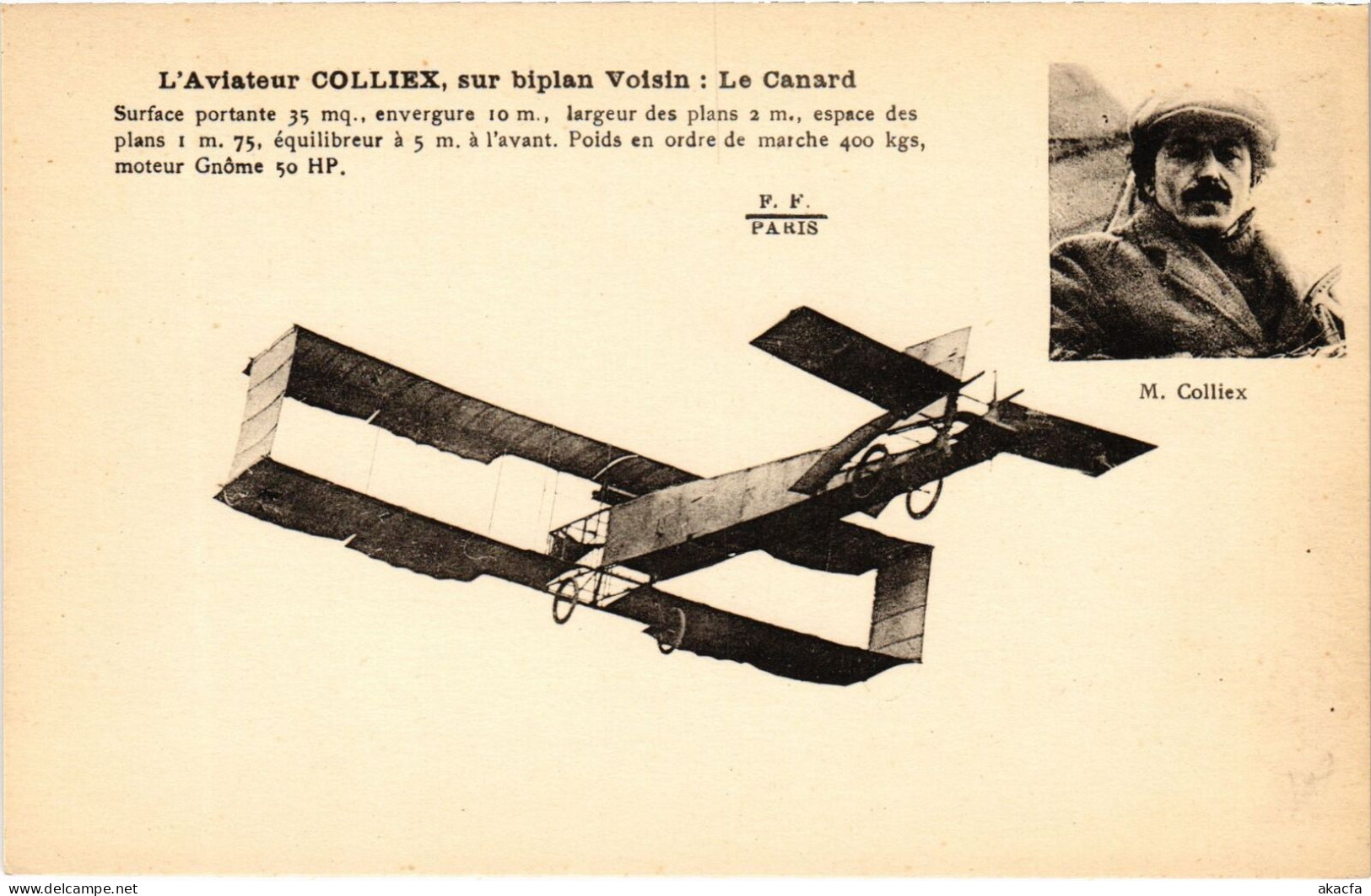 PC AVIATION PILOTE COLLIEX BIPLAN VOISIN LE CANARD (a54456) - Airmen, Fliers