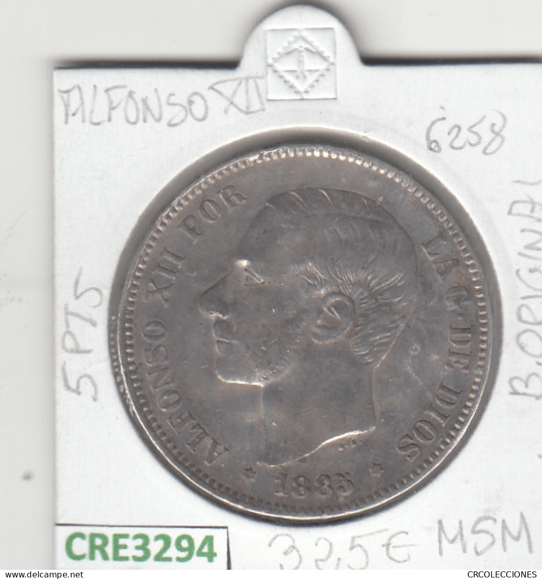 CRE3294 MONEDA ESPAÑA ALFONSO XII 5 PESETAS 1885 MSM PLATA BO MBC - Andere & Zonder Classificatie