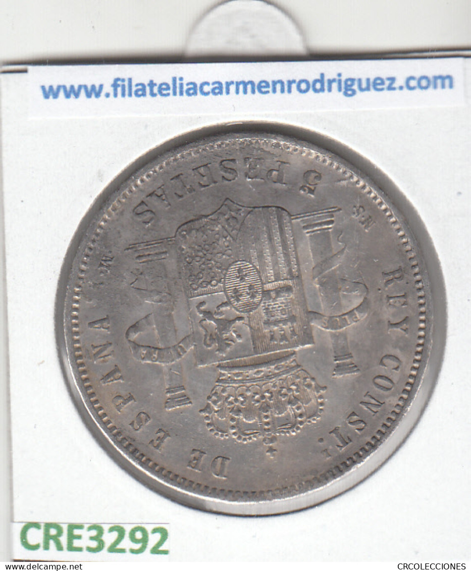 CRE3292 MONEDA ESPAÑA ALFONSO XII 5 PESETAS 1885 PLATA MBC - Andere & Zonder Classificatie