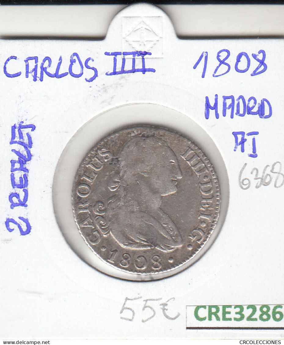 CRE3286 MONEDA ESPAÑA CARLOS IV 2 REALES 1808 MADRID MBC - Other & Unclassified