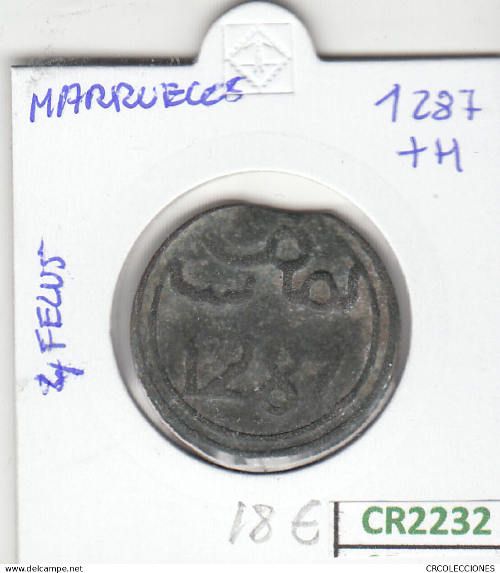 CR2232 MONEDA MARRUECOS 4 FELUS 1287 BC - Andere - Afrika