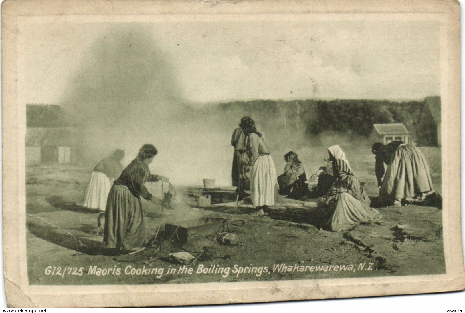 PC NEW ZEALAND WHAKAREWAREWA MAORIS COOKING, VINTAGE POSTCARD (b53645) - New Zealand