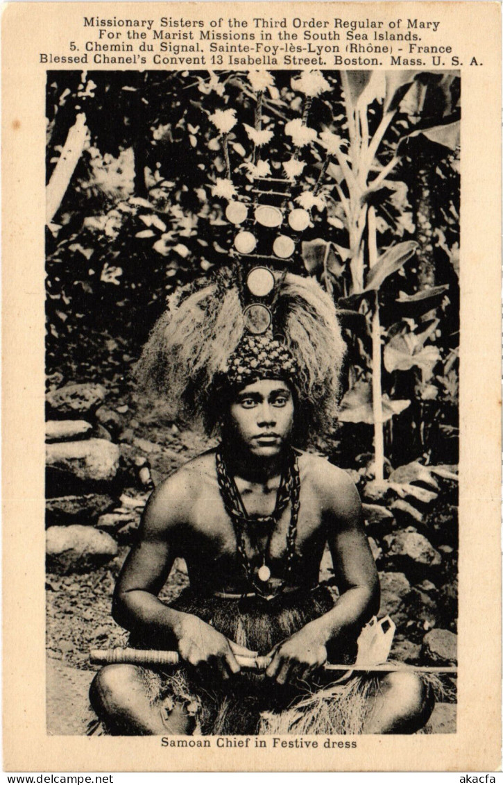PC SAMOA, SAMOAN CHIEF IN FESTIVE DRESS, Vintage Postcard (b53621) - Samoa