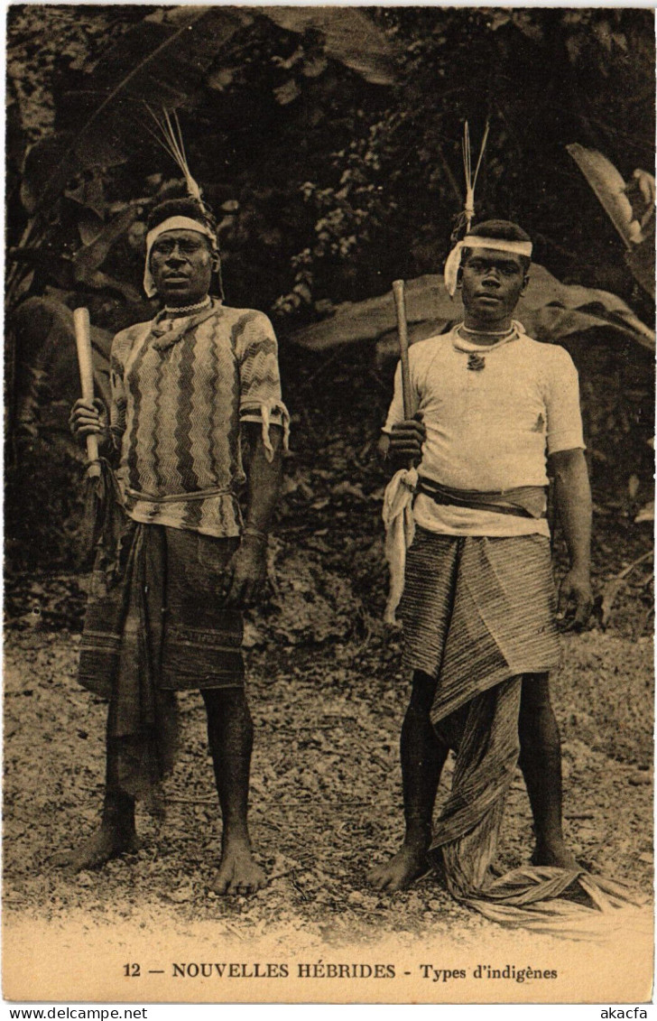 PC NEW HEBRIDES, TYPES D'INDIGÉNES, Vintage Postcard (b53604) - Vanuatu