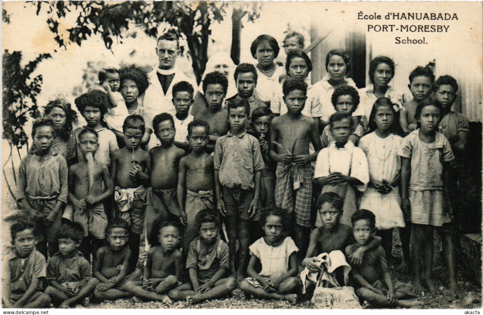 PC NEW GUINEA, ÉCOLE D'HANUABADA, PORT MORESBY, Vintage Postcard (b53551) - Vanuatu