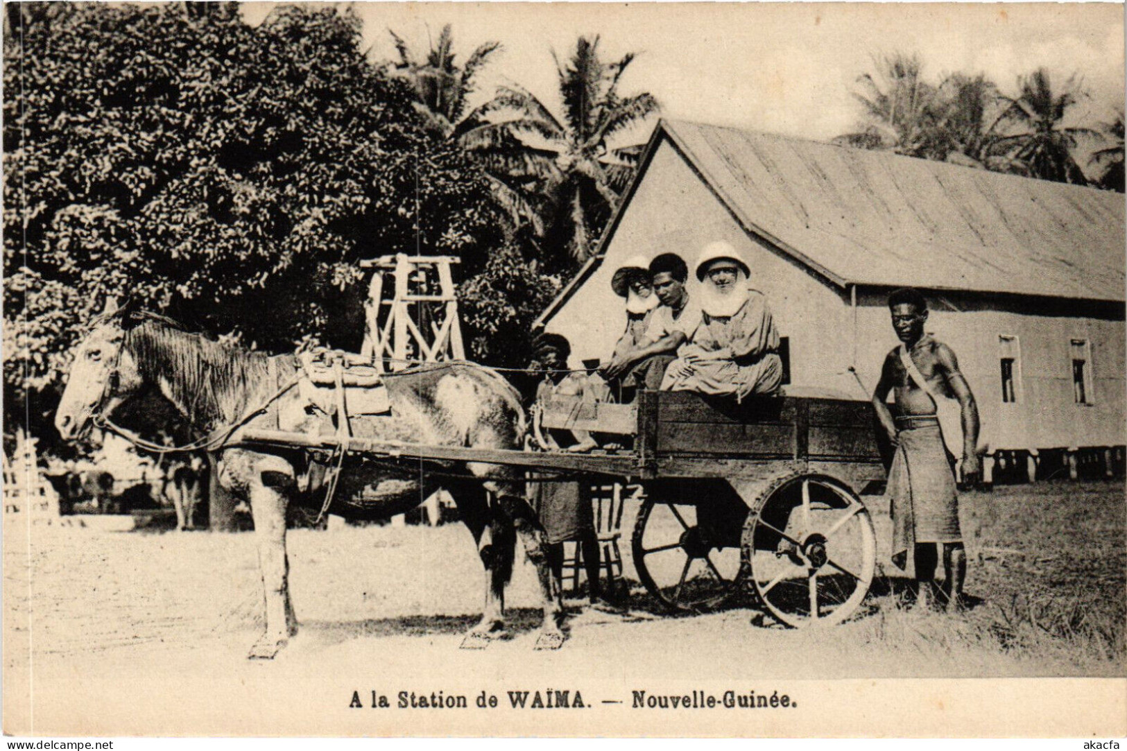 PC NEW GUINEA, A LA STATION DE WAIMA, Vintage Postcard (b53535) - Papoea-Nieuw-Guinea