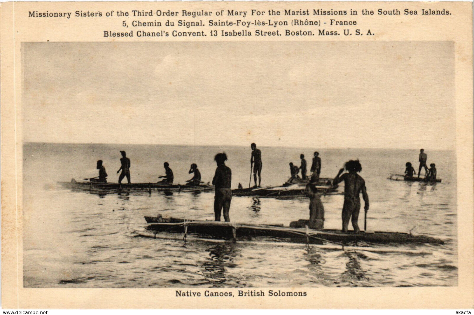 PC BRITISH SOLOMONS, NATIVE CANOES, Vintage Postcard (b53534) - Papouasie-Nouvelle-Guinée