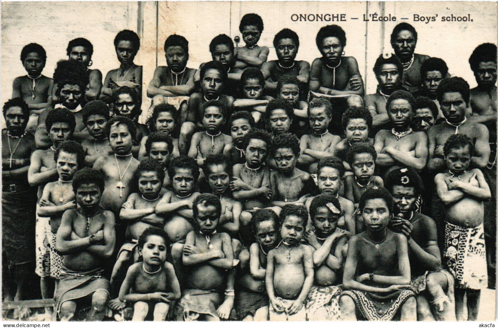 PC NEW GUINEA, ONONGHE, L'ÉCOLE, BOY'S SCHOOL, Vintage Postcard (b53529) - Papua-Neuguinea