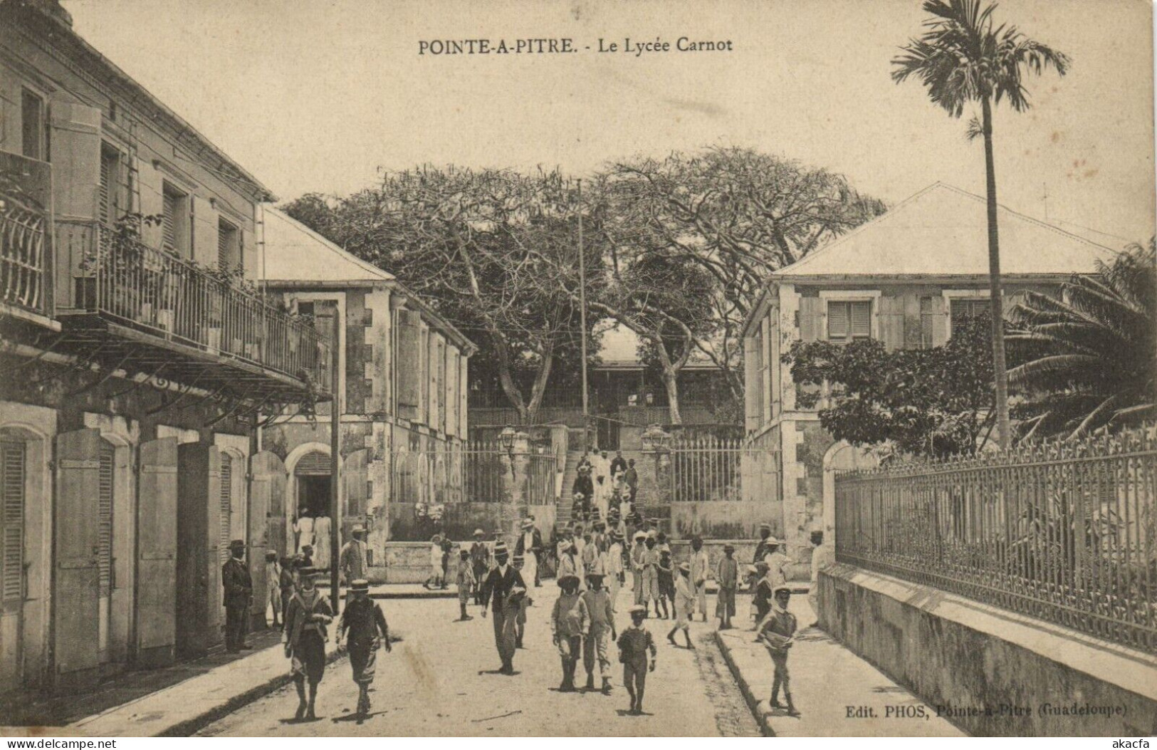 PC GUADELOUPE CARIBBEAN POINTE-a-PITRE LYCEE CARNOT VINTAGE POSTARD (b53469) - Pointe A Pitre