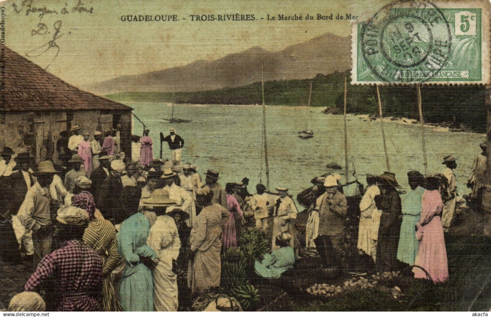 PC CPA GUADELOUPE CARIBBEAN BASSE-TERRE LE MARCHE, VINTAGE POSTCARD (b53459) - Basse Terre