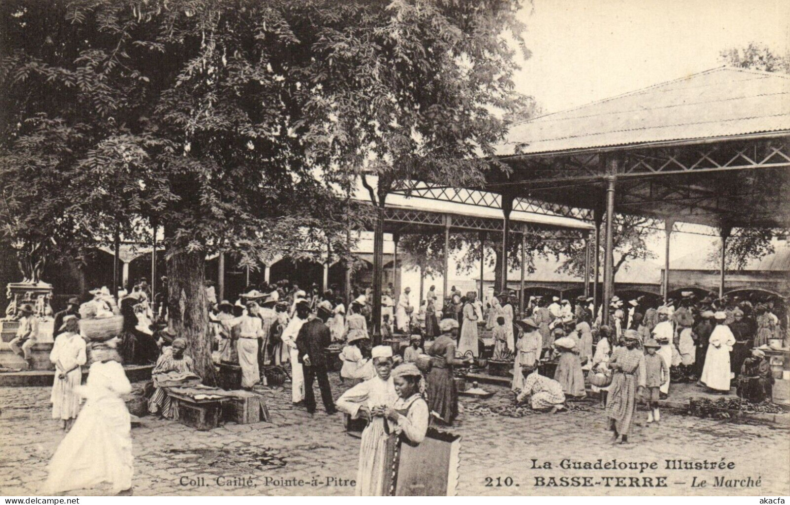 PC CPA GUADELOUPE CARIBBEAN BASSE-TERRE LE MARCHE, VINTAGE POSTCARD (b53459) - Basse Terre