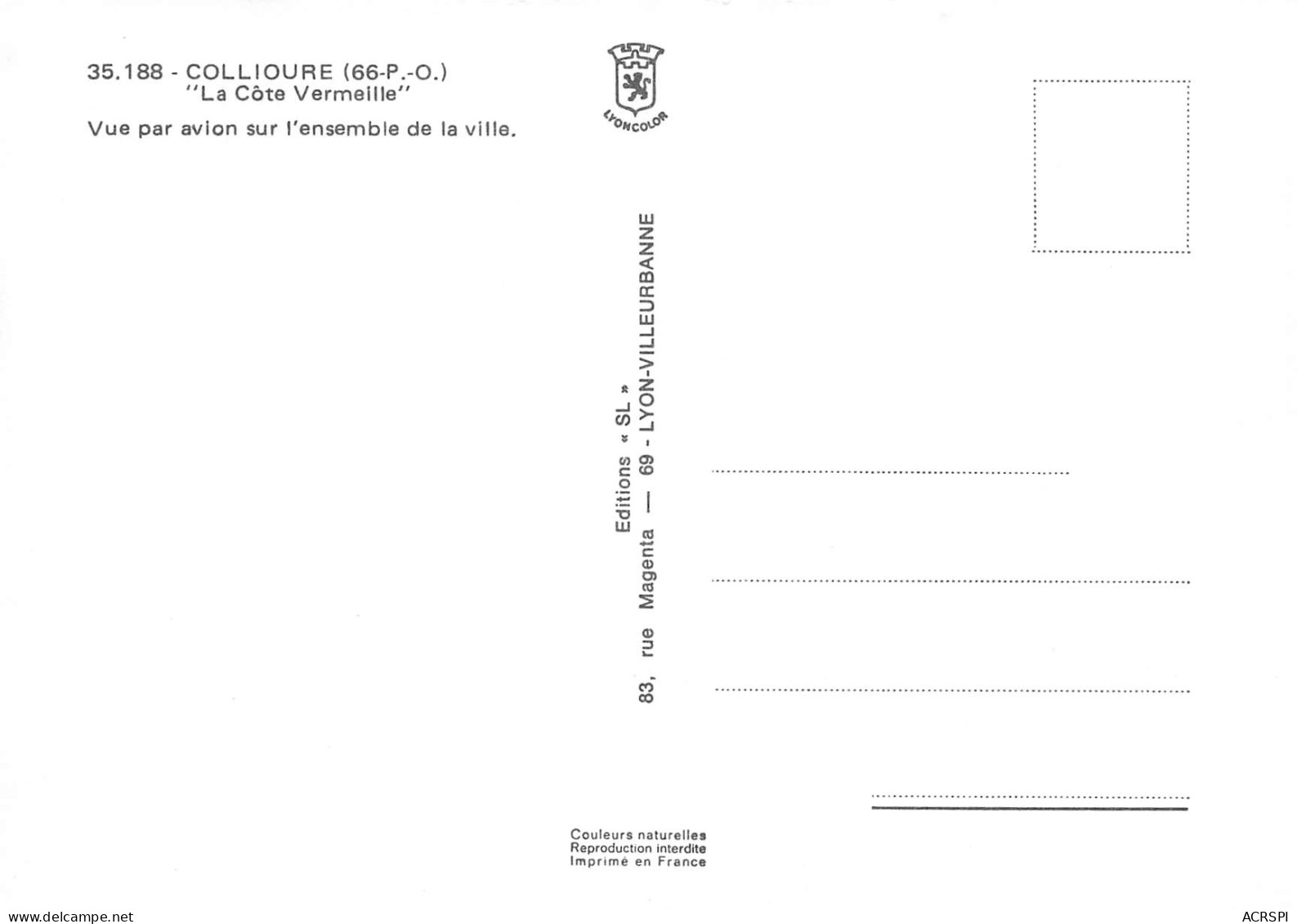 COLLIOURE  Vue Par Avrion Sur L'ensemble De La Ville     41 (scan Recto Verso)MH2973 - Collioure