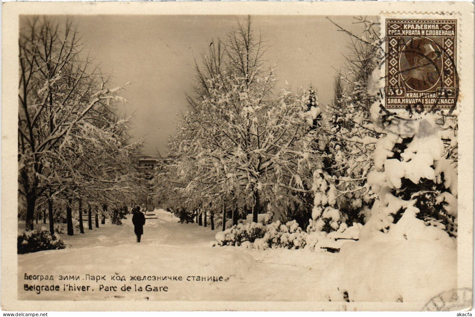 PC SERBIA BEOGRAD BELGRADE PARK WINTER REAL PHOTO POSTCARD (a57441) - Serbia