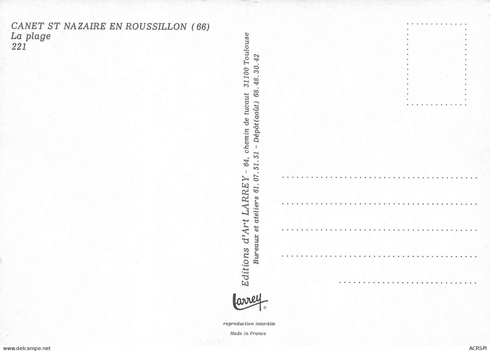 CANET PLAGE   La Plage, Les Palmiers        21 (scan Recto Verso)MH2977 - Canet Plage