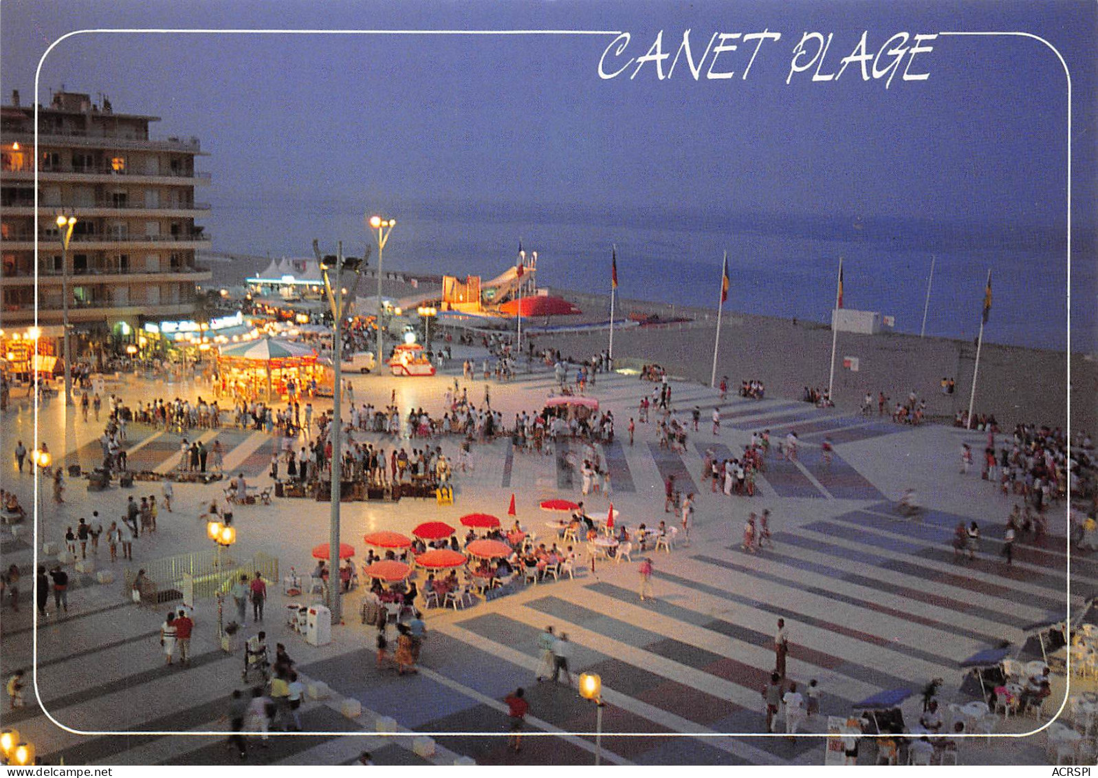 CANET PLAGE   La Place De La Méditerranée De Nuit        23 (scan Recto Verso)MH2977 - Canet Plage