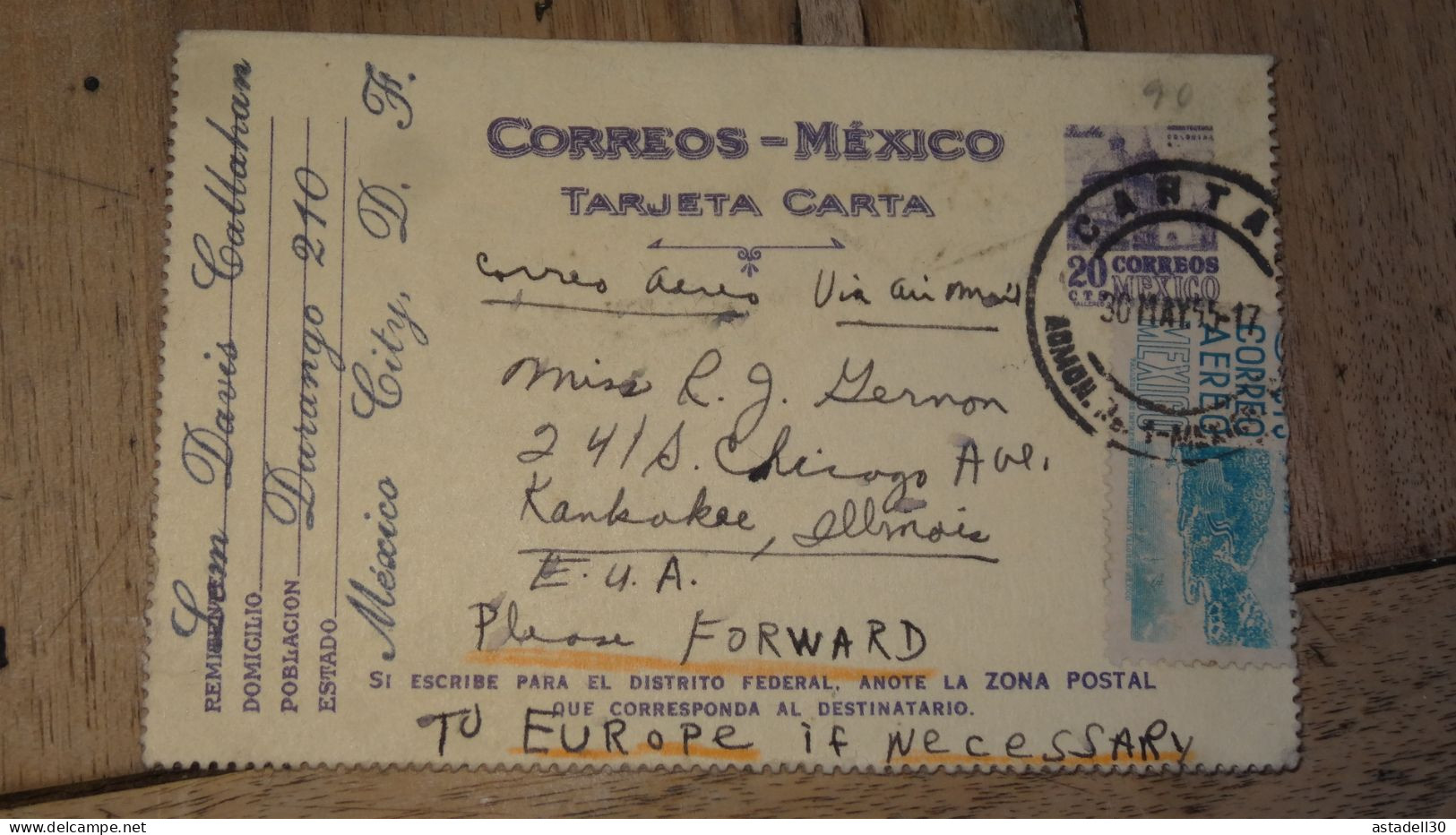 Enveloppe MEXIQUE - MEXICO , 1945 ............ Boite1 .............. 240424-334 - México