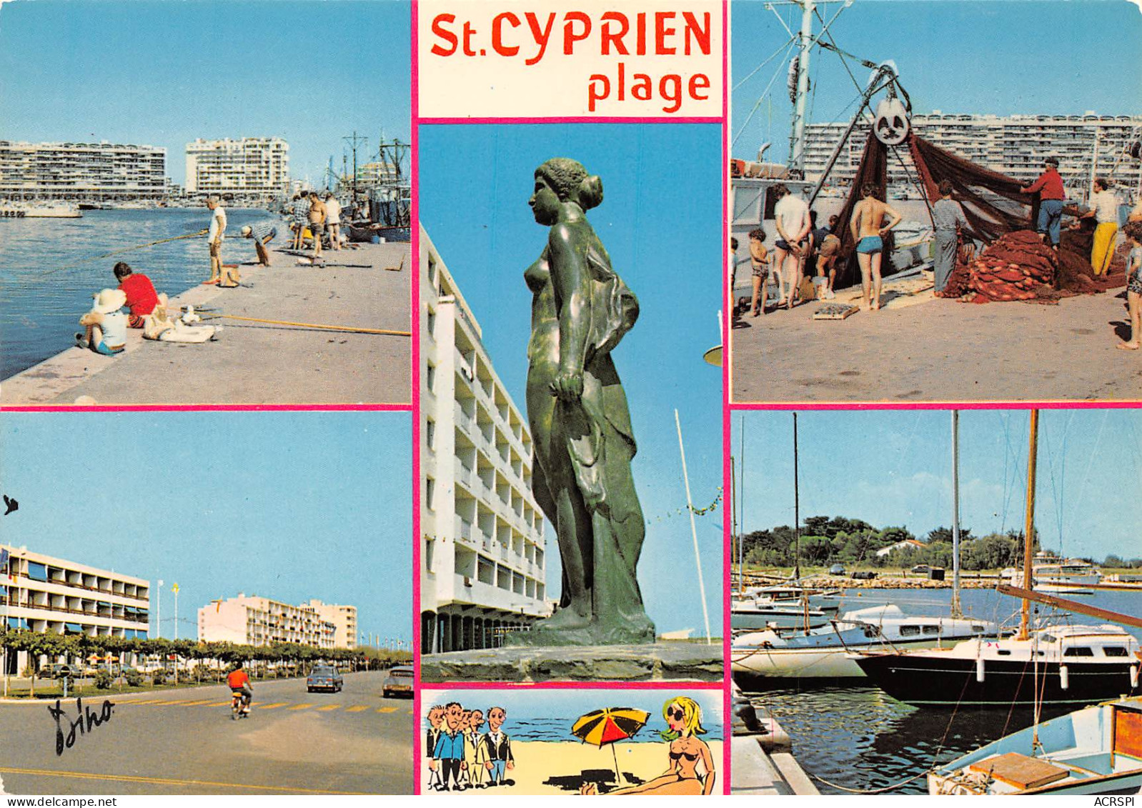 ST CYPRIEN PLAGE  Divers Aspects De La Ville Et Du Port La Statue La Méditerranée A Maillol  33 (scan Recto Verso)MH2978 - Saint Cyprien