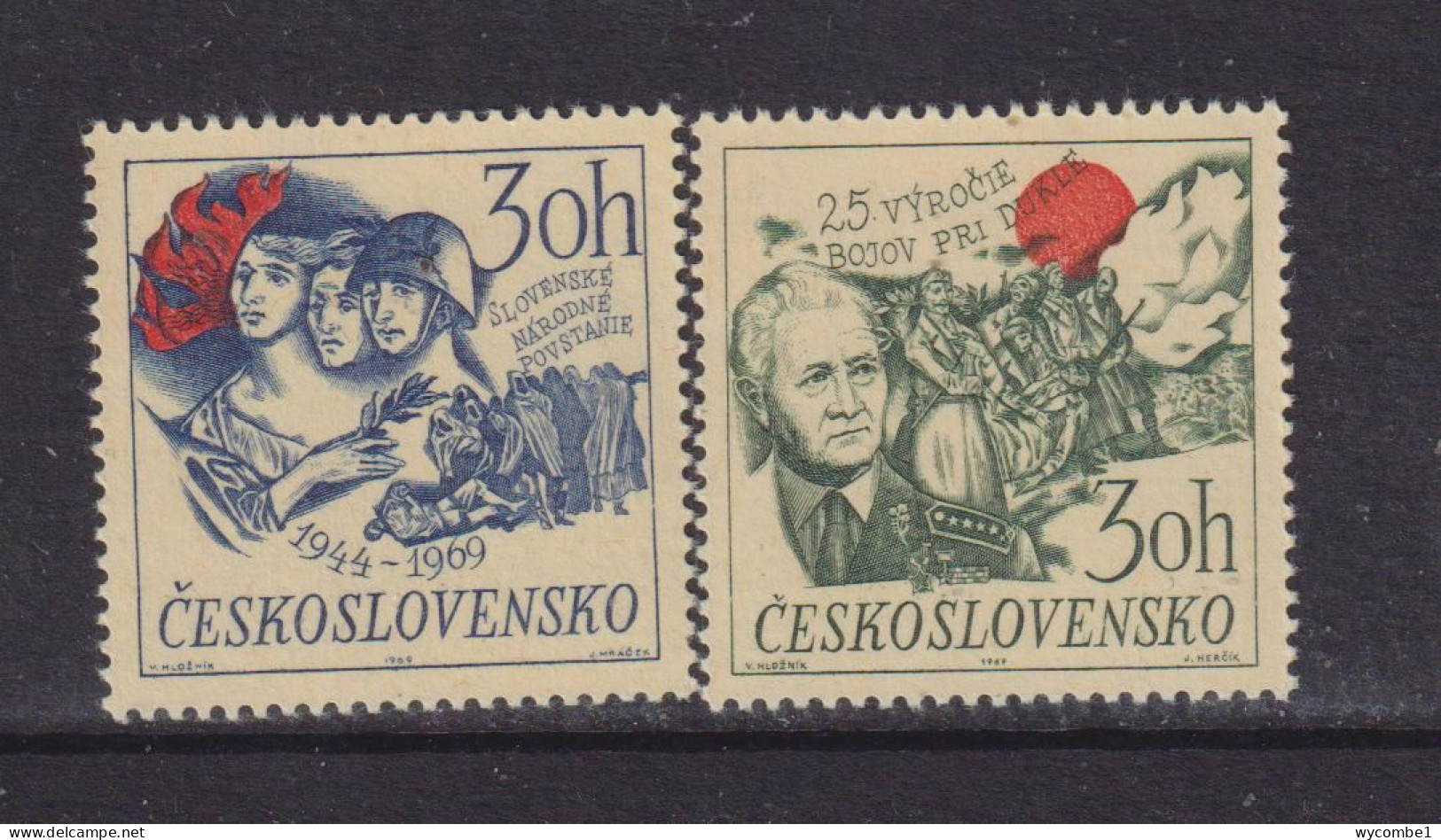 CZECHOSLOVAKIA  - 1969 Battle Of Dukla Set Never Hinged Mint - Ungebraucht