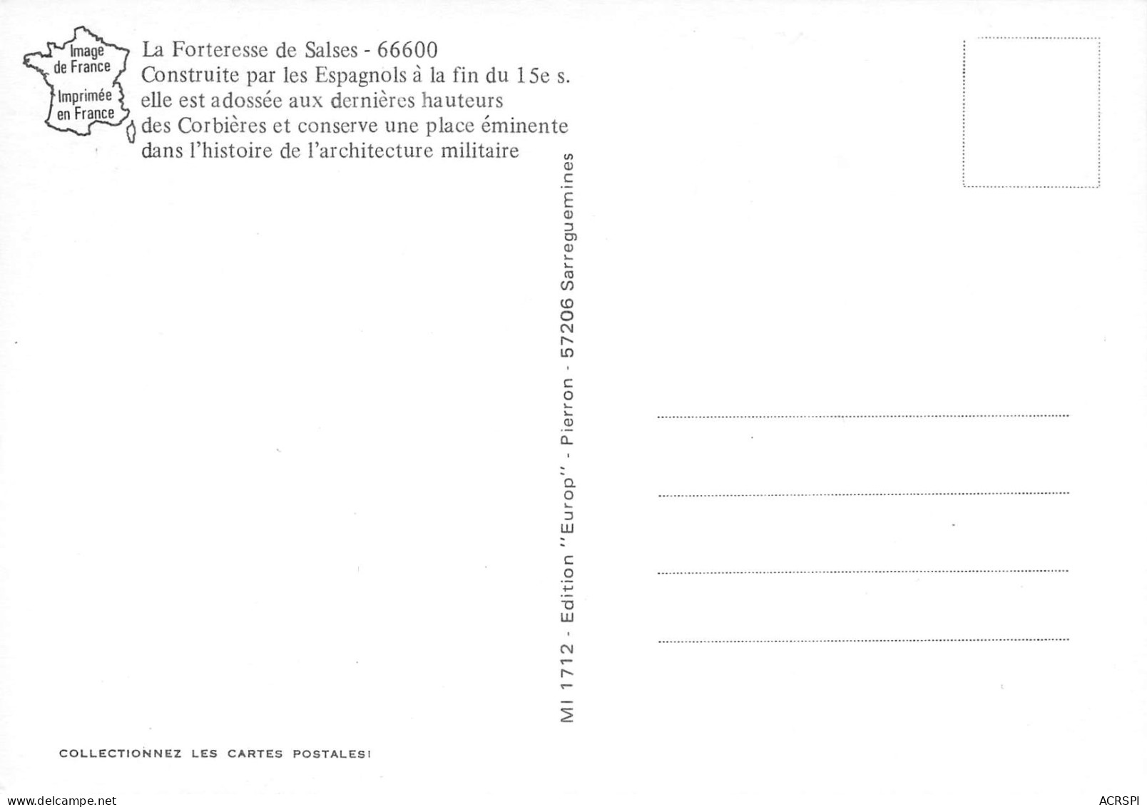 SALSES  La Forteresse    13 (scan Recto Verso)MH2979 - Salses