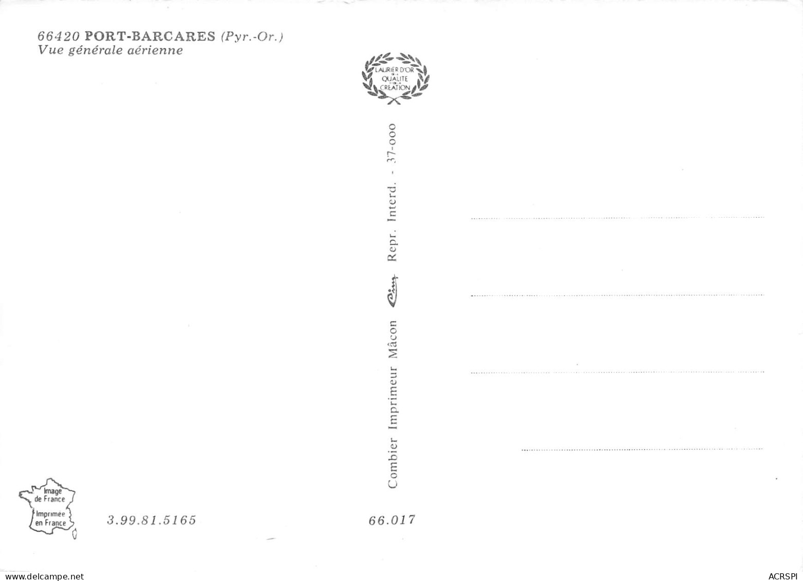 PORT-BARCARES  Vue Générale Aérienne      24 (scan Recto Verso)MH2979 - Port Barcares