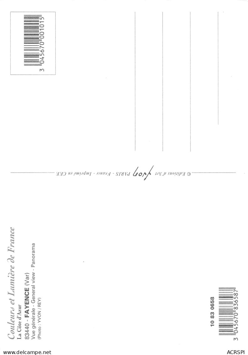 FAYENCE  Vue Générale Aérienne    44 (scan Recto Verso)MH2985 - Fayence