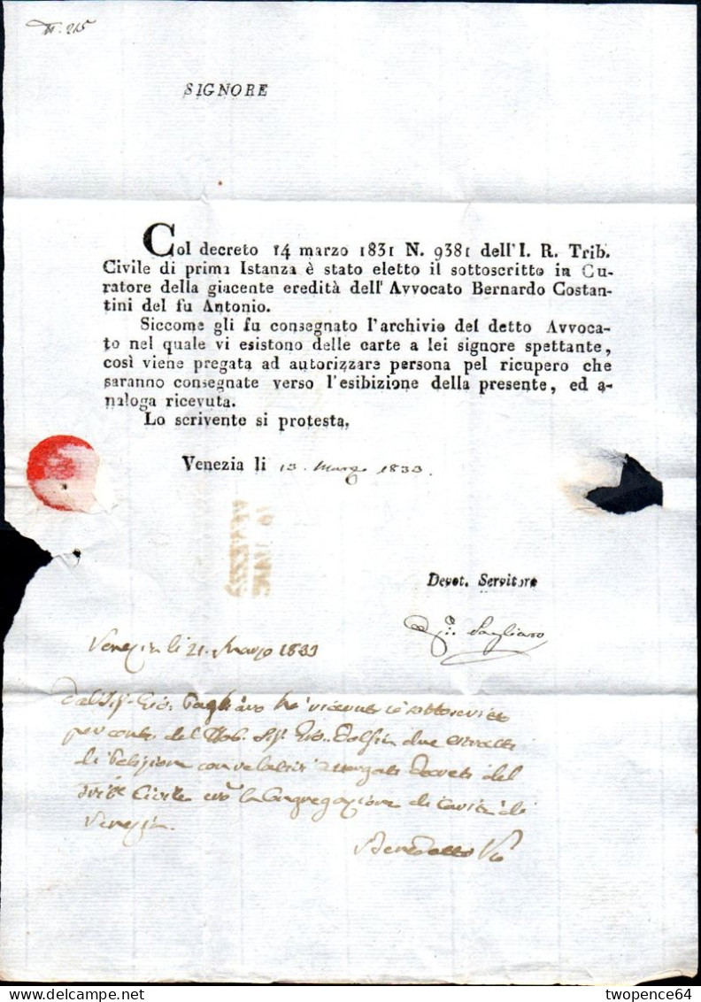 B55 - LETTERA PREFILATELICA DA VENEZIA 1833 - 1. ...-1850 Prefilatelia