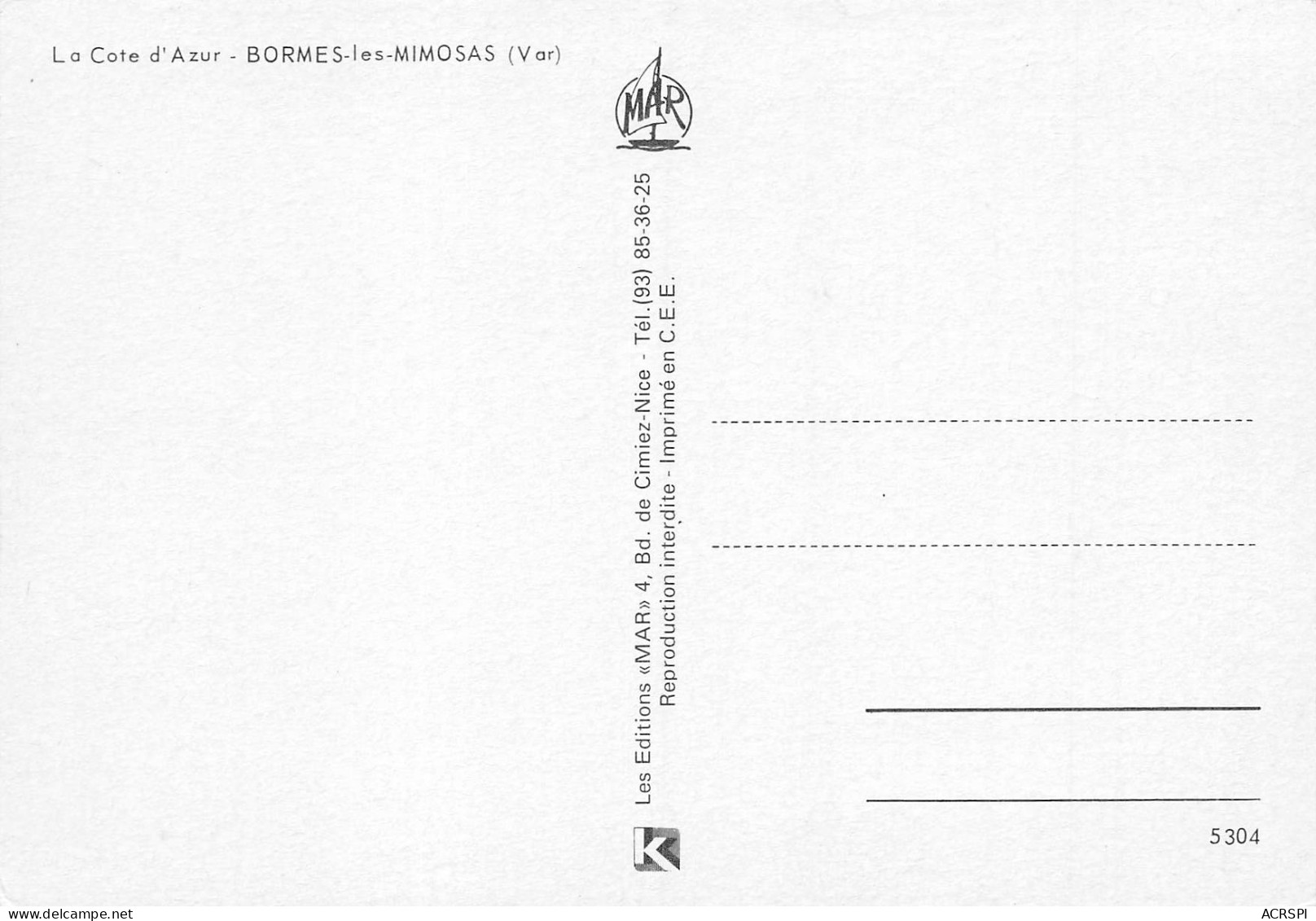 BORMES LES MIMOSAS  Vue Générale    26 (scan Recto Verso)MH2987 - Bormes-les-Mimosas