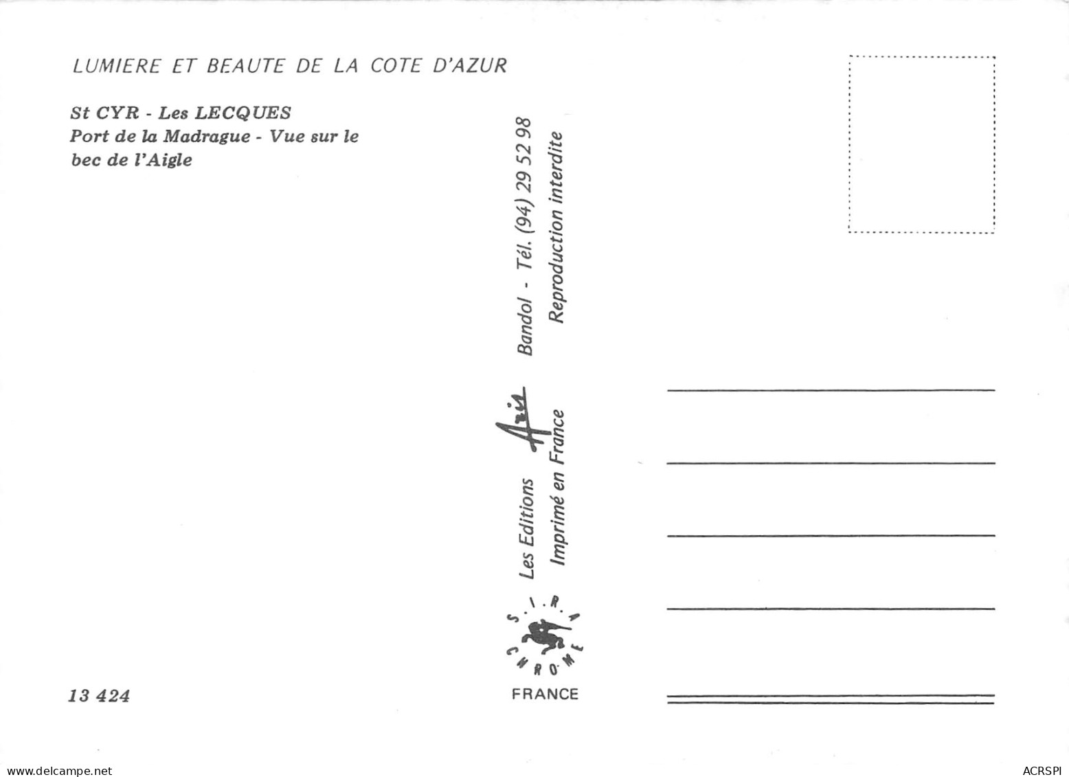 ST CYR  LES LECQUES  Port De La Madrague - Vue Sur Le Bec De L'Aigle    41 (scan Recto Verso)MH2987 - Les Lecques